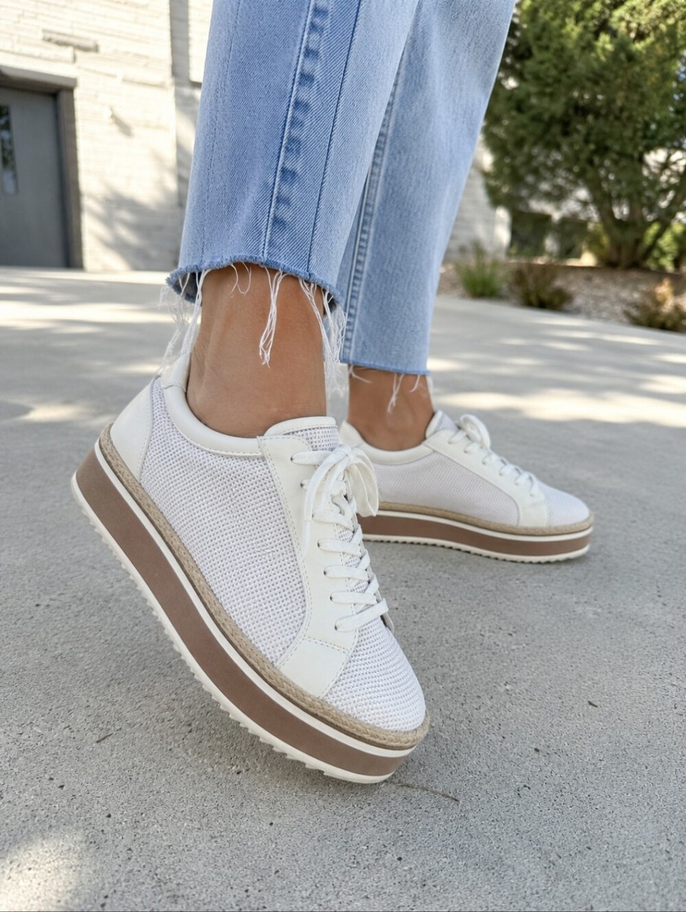 Dolce Vita Telah Ivory Mesh Leather Platform Espadrille Sneakers Size 10
